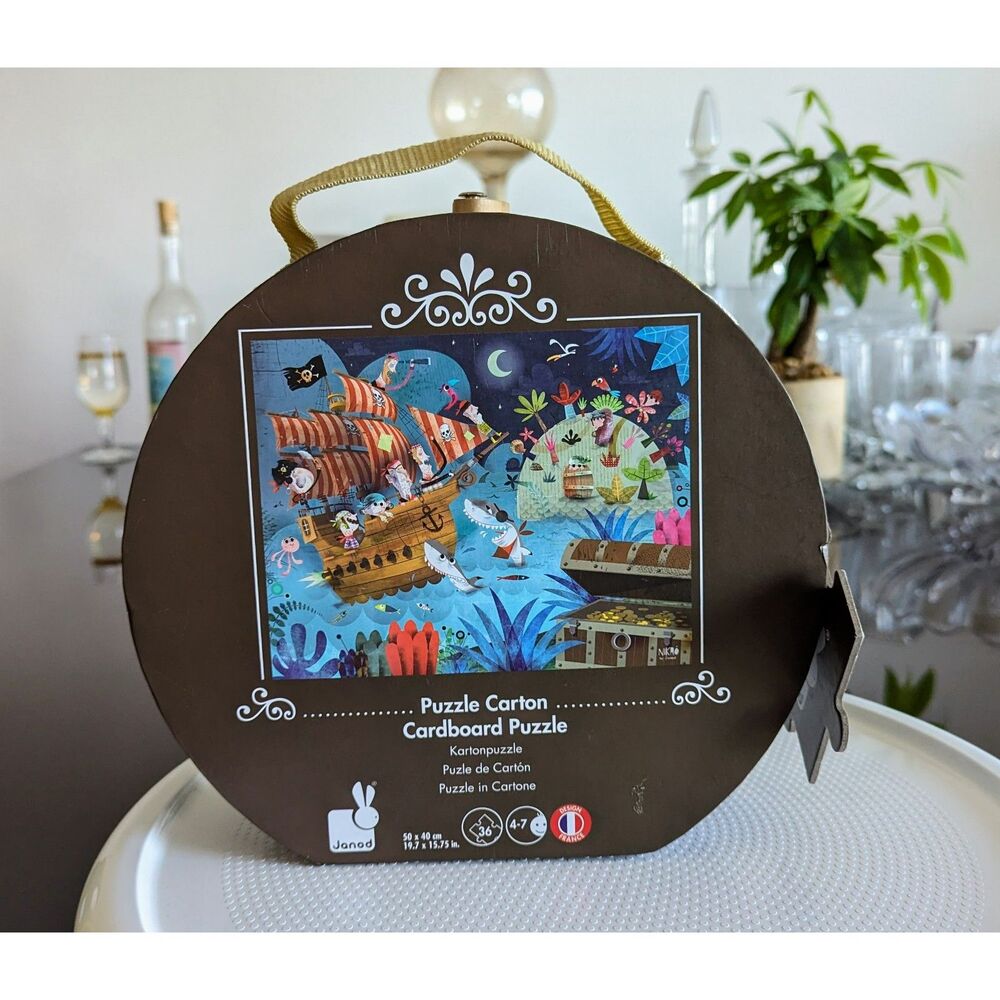 Janod Puzzle Giant Floor Puzzle ~ Pirate Ship w/ Sunken Treasure 39 pieces - Picture 2 of 16